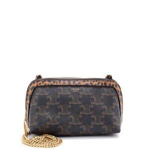 Celine Zip Around Chain Clutch Triomphe #249021C73B